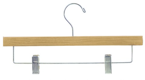 Natural Pant/Skirt Hanger with Clips 14"